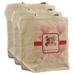 Hearts & Bunnies Reusable Cotton Grocery Bags - Set of 3 (Personalized)