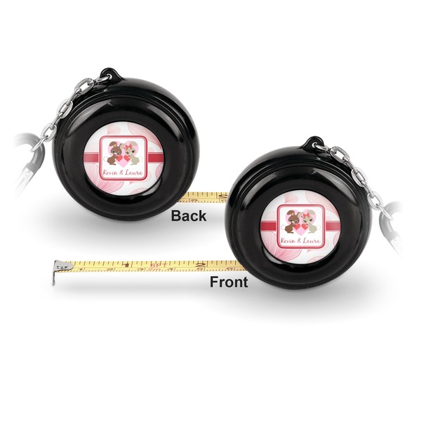 Hearts & Bunnies 6-Ft Pocket Tape Measure with Carabiner Hook - Front and Back