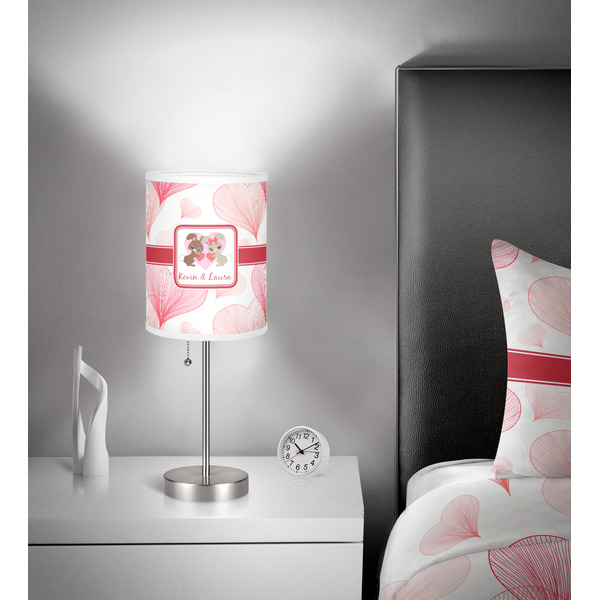 Hearts & Bunnies 7 inch drum lamp shade - in room