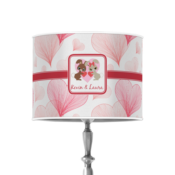 Custom Hearts & Bunnies 8" Drum Lamp Shade - Poly-film (Personalized)
