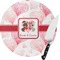 Hearts & Bunnies Round Glass Cutting Board - Small (Personalized)
