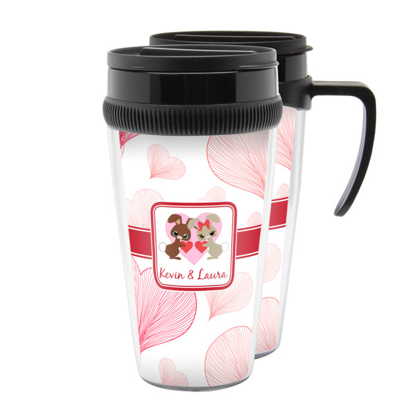 Custom Hearts & Bunnies Acrylic Travel Mug (Personalized)