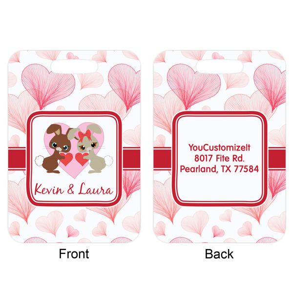 Hearts & Bunnies Aluminum Luggage Tag (Front + Back)