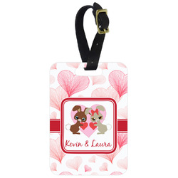Hearts & Bunnies Metal Luggage Tag w/ Couple's Names