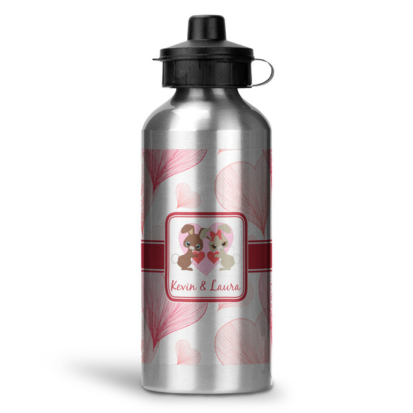 Custom Hearts & Bunnies Water Bottles - 20 oz - Aluminum (Personalized)