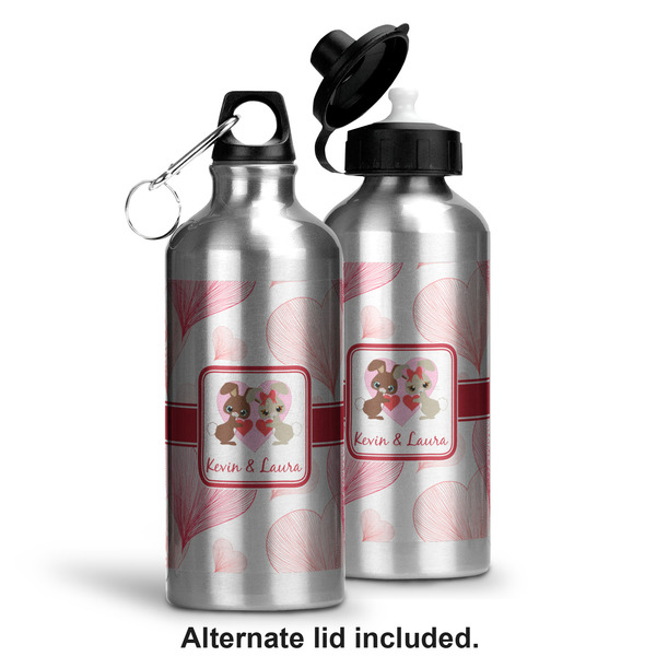 Hearts & Bunnies Aluminum Water Bottle - Alternate lid options