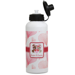 Hearts & Bunnies Water Bottles - Aluminum - 20 oz - White (Personalized)