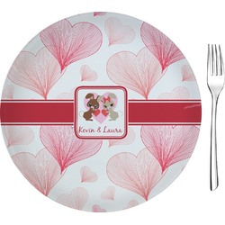 Hearts & Bunnies 8" Glass Appetizer / Dessert Plates - Single or Set (Personalized)