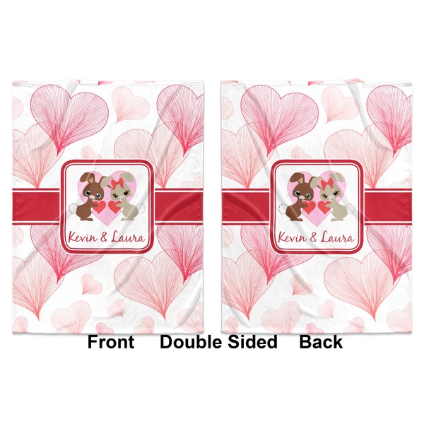 Hearts & Bunnies Baby Blanket (Double Sided - Printed Front and Back)