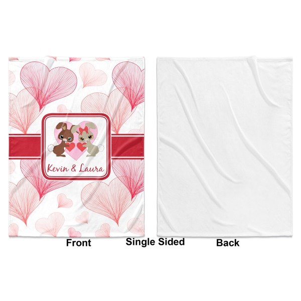 Hearts & Bunnies Baby Blanket (Single Side - Printed Front, White Back)