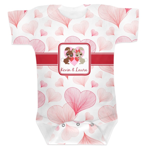 Custom Hearts & Bunnies Baby Bodysuit (Personalized)