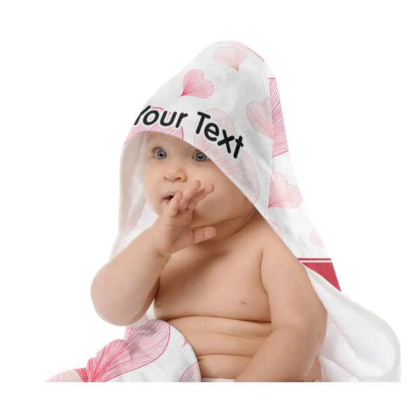 Hearts & Bunnies Baby Hooded Towel on Child