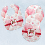 Hearts & Bunnies Baby Bib & Burp Set w/ Couple's Names