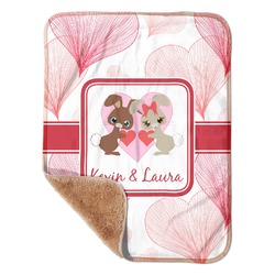 Hearts & Bunnies Sherpa Baby Blanket 30" x 40" (Personalized)