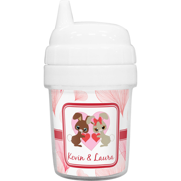 Custom Hearts & Bunnies Baby Sippy Cup (Personalized)