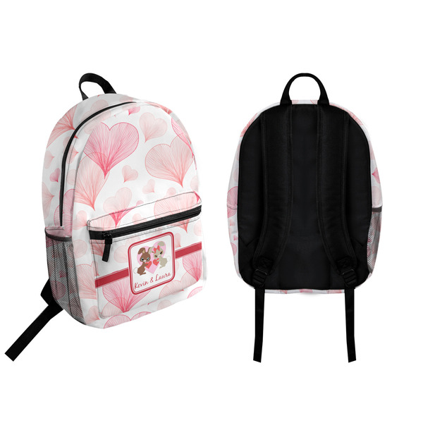 Hearts & Bunnies Backpack front and back - Apvl