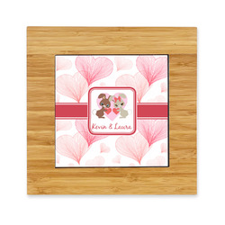 Hearts & Bunnies Bamboo Trivet with Ceramic Tile Insert (Personalized)