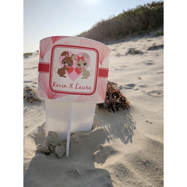 Hearts & Bunnies Beach Spiker white on beach with sand