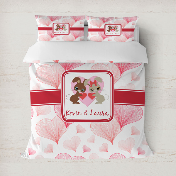 Custom Hearts & Bunnies Duvet Cover (Personalized)