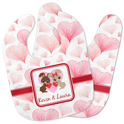 Hearts & Bunnies Baby Bib w/ Couple's Names
