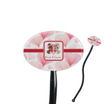 Hearts & Bunnies 7" Oval Plastic Stir Sticks - Black - Double Sided (Personalized)