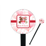 Hearts & Bunnies 7" Round Plastic Stir Sticks - Black - Double Sided (Personalized)