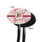 Hearts & Bunnies Black Plastic 7" Stir Stick - Single Sided - Oval - Front & Back