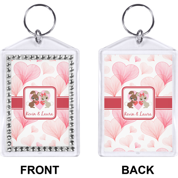 Hearts & Bunnies Bling Keychain (Front + Back)