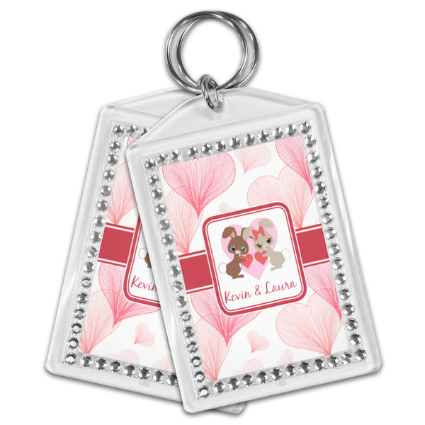 Hearts & Bunnies Bling Keychain - MAIN