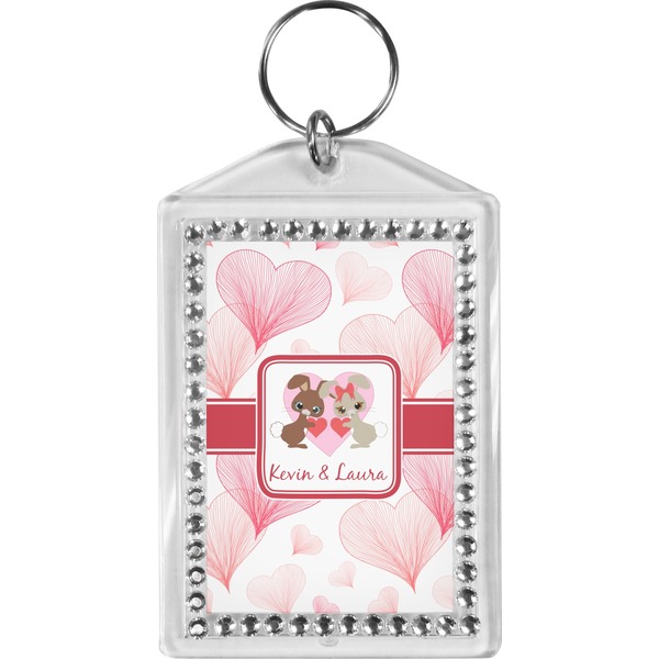 Custom Hearts & Bunnies Bling Keychain (Personalized)
