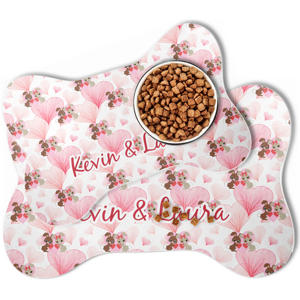 Hearts & Bunnies Bone Shaped Dog Mats - MAIN