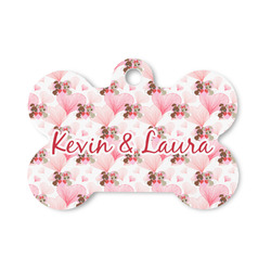 Hearts & Bunnies Bone Shaped Dog ID Tag - Small (Personalized)