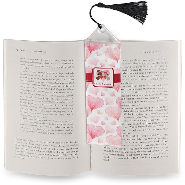 Hearts & Bunnies Bookmark with tassel - In book