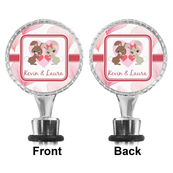 Hearts & Bunnies Bottle Stopper - Front and Back