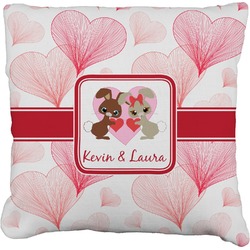 Hearts & Bunnies Faux-Linen Throw Pillow 18" (Personalized)