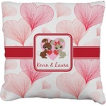 Hearts & Bunnies Faux-Linen Throw Pillow 20" (Personalized)