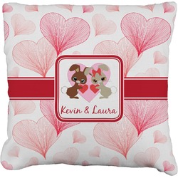 Hearts & Bunnies Faux-Linen Throw Pillow 26" (Personalized)