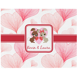 Hearts & Bunnies Woven Fabric Placemat - Twill w/ Couple's Names