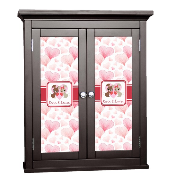 Custom Hearts & Bunnies Cabinet Decal - Large (Personalized)