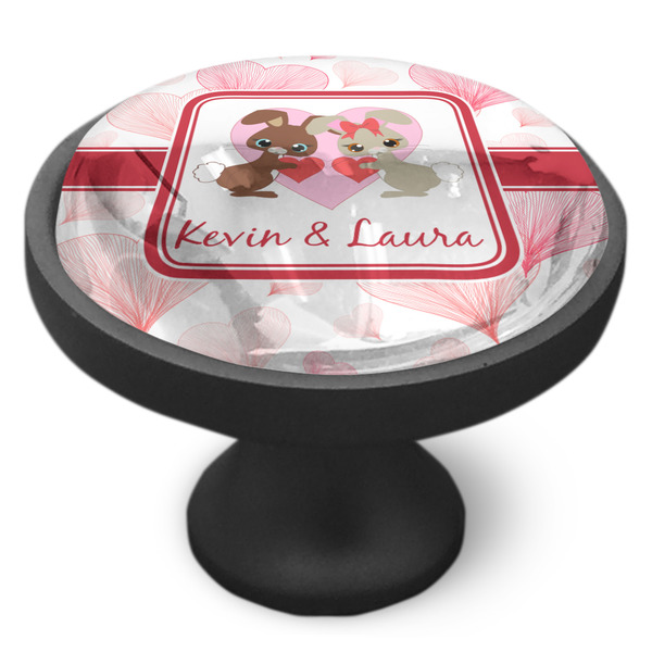 Hearts & Bunnies Cabinet Knob - Black - Side