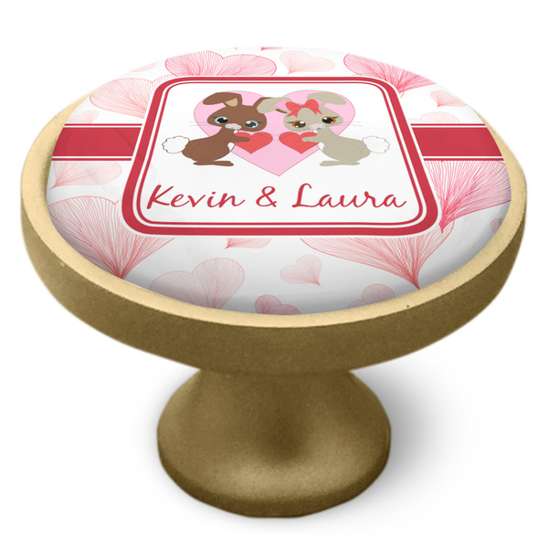 Hearts & Bunnies Cabinet Knob - Gold - Side