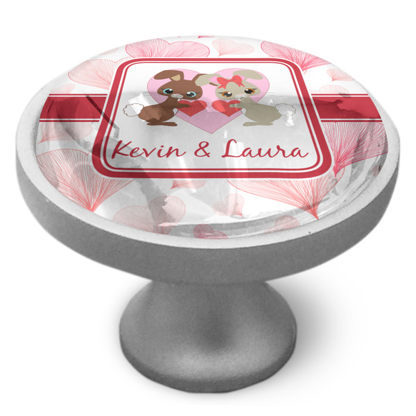Hearts & Bunnies Cabinet Knob - Nickel - Side