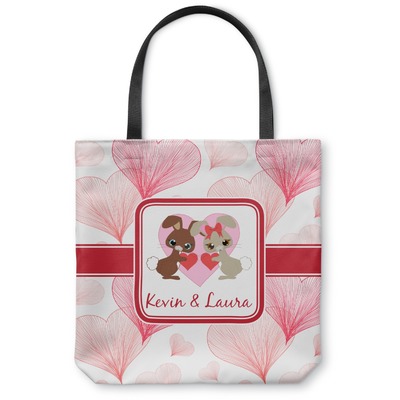 Hearts & Bunnies Canvas Tote Bag - Small - 13"x13" (Personalized)