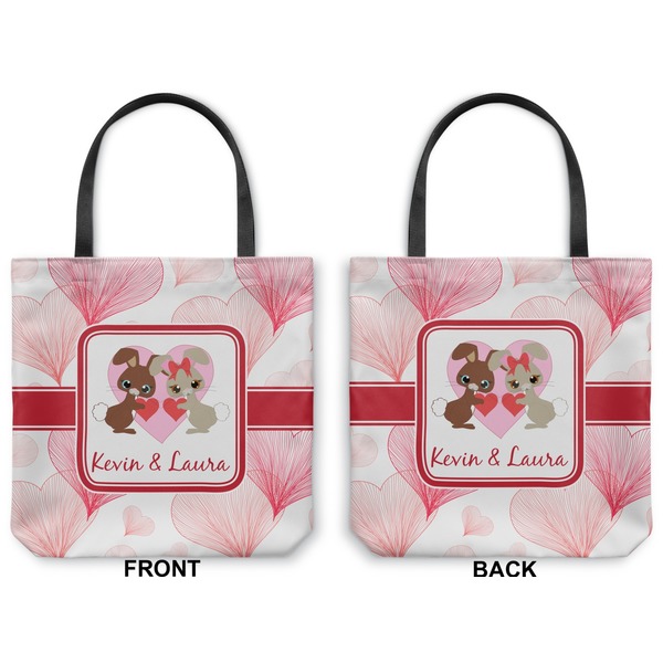 Hearts & Bunnies Canvas Tote - Front and Back