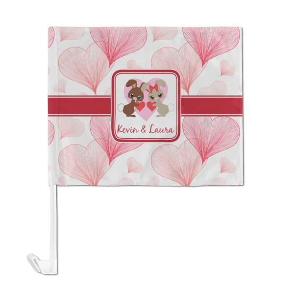 Hearts & Bunnies Car Flag - Large - FRONT