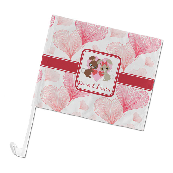 Custom Hearts & Bunnies Car Flag - Large (Personalized)