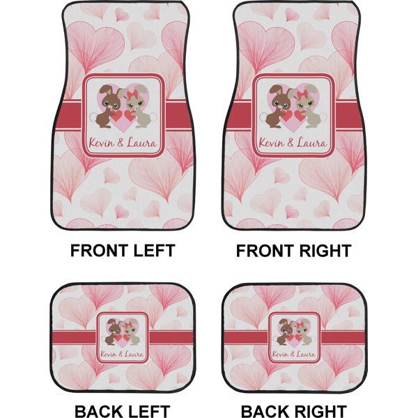 Hearts & Bunnies Car Floor Mats Set (2F + 2B)