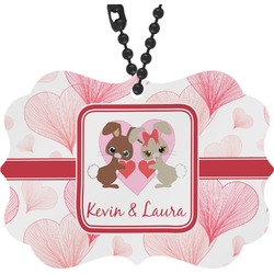 Hearts & Bunnies Rear View Mirror Charm (Personalized)