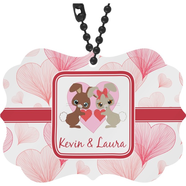 Custom Hearts & Bunnies Rear View Mirror Charm (Personalized)