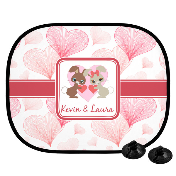 Custom Hearts & Bunnies Car Side Window Sun Shade (Personalized)